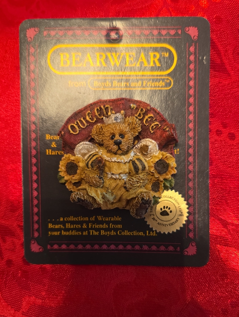 Bearwear "Queen Bee" Decorative Bear Pin - Yellow & Brown